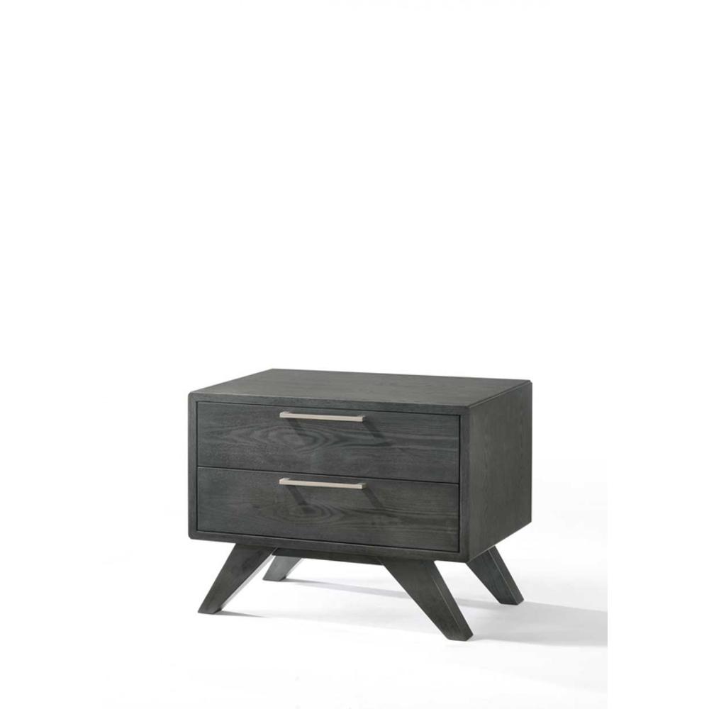Modern Gray Wash Nightstand with Two Drawers. Picture 2