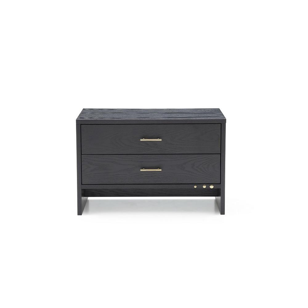 Modern Dark Gray Ash Nightstand with Two Drawers. Picture 2