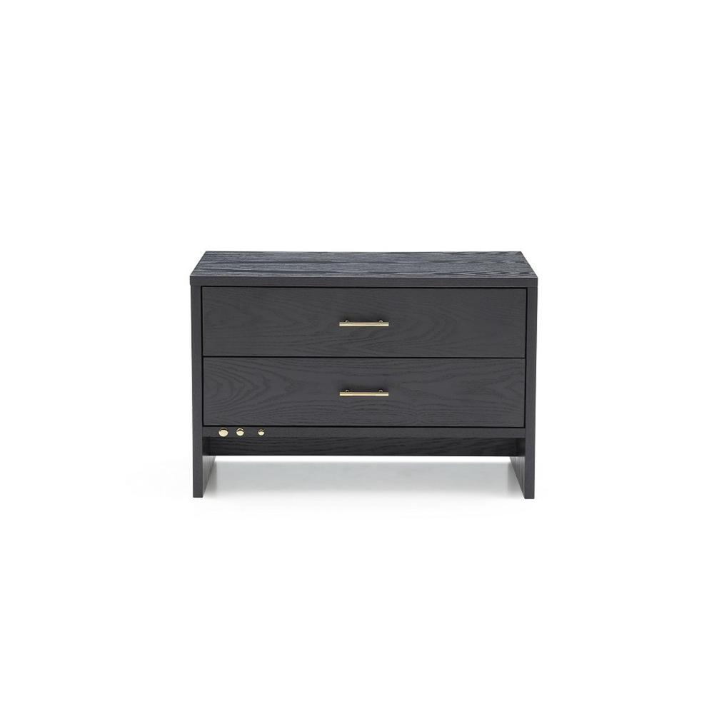 Modern Dark Gray Ash Nightstand with Two Drawers. Picture 1