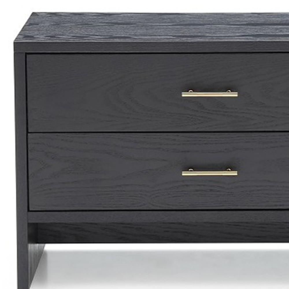 Modern Dark Gray Ash Nightstand with Two Drawers. Picture 3