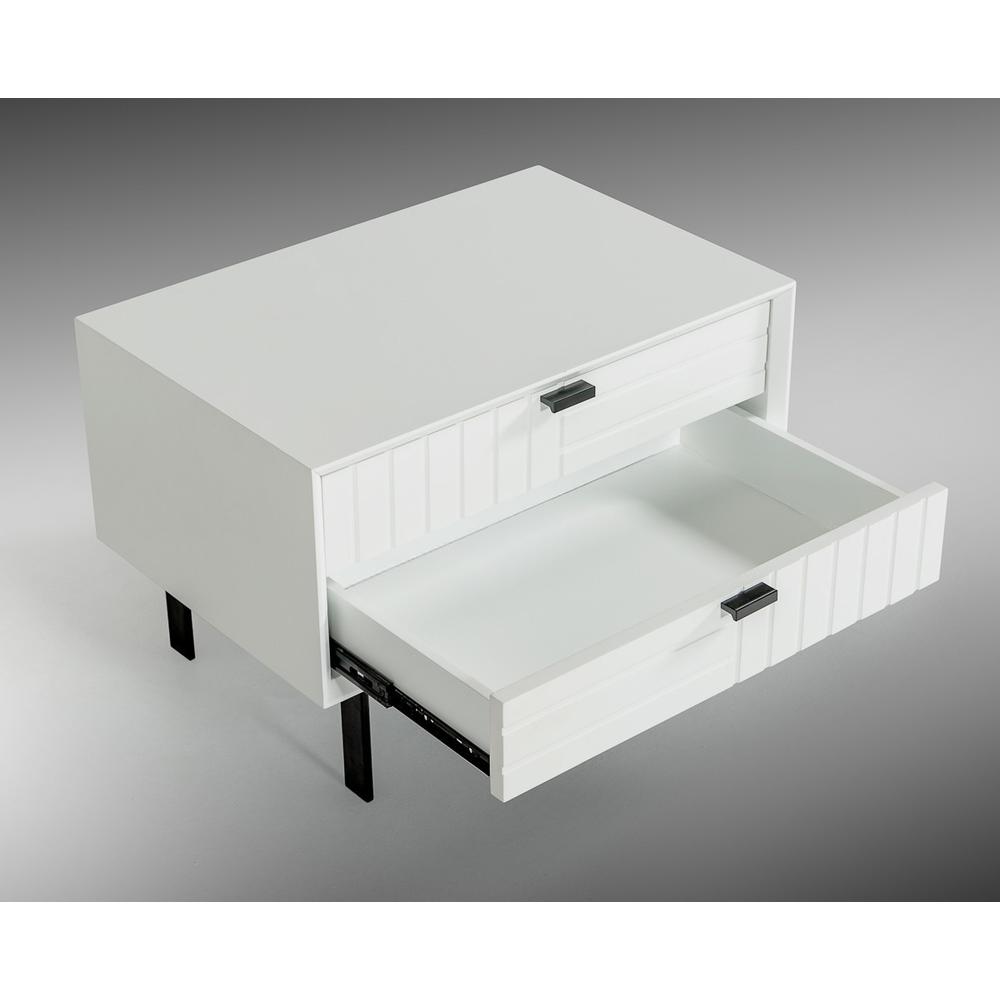 White Matte Contemporary Nightstand with Two Drawers. Picture 3