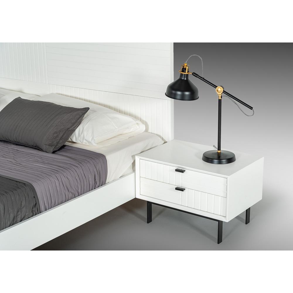 White Matte Contemporary Nightstand with Two Drawers. Picture 4