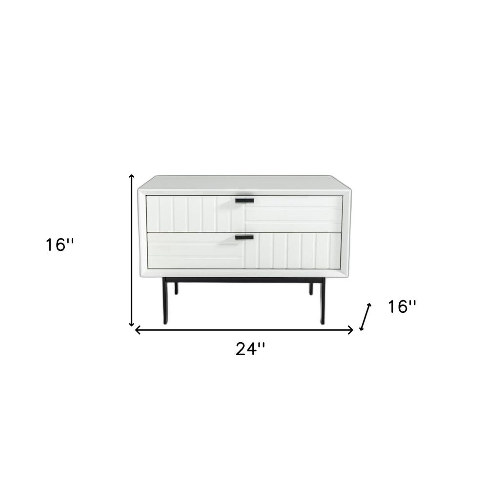 White Matte Contemporary Nightstand with Two Drawers. Picture 6