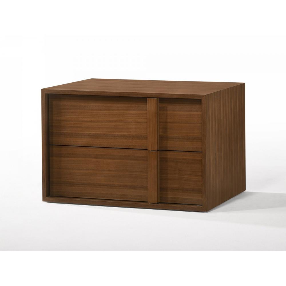 Modern Walnut Nightstand with Two Integrated Drawers. Picture 2