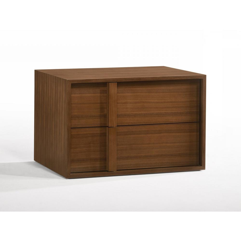 Modern Walnut Nightstand with Two Integrated Drawers. Picture 1
