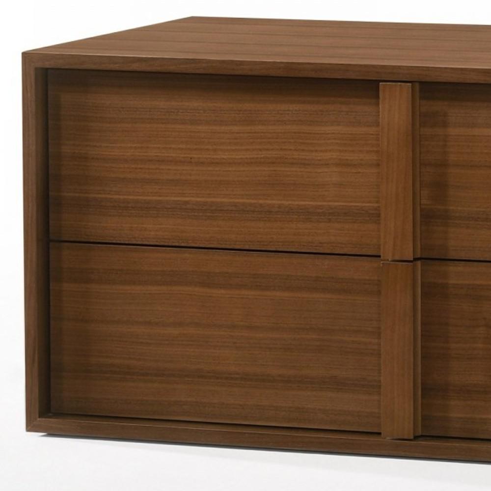 Modern Walnut Nightstand with Two Integrated Drawers. Picture 4