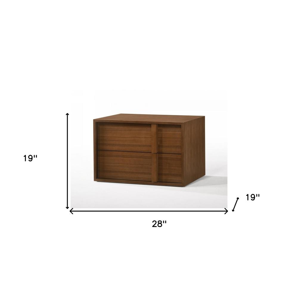 Modern Walnut Nightstand with Two Integrated Drawers. Picture 6