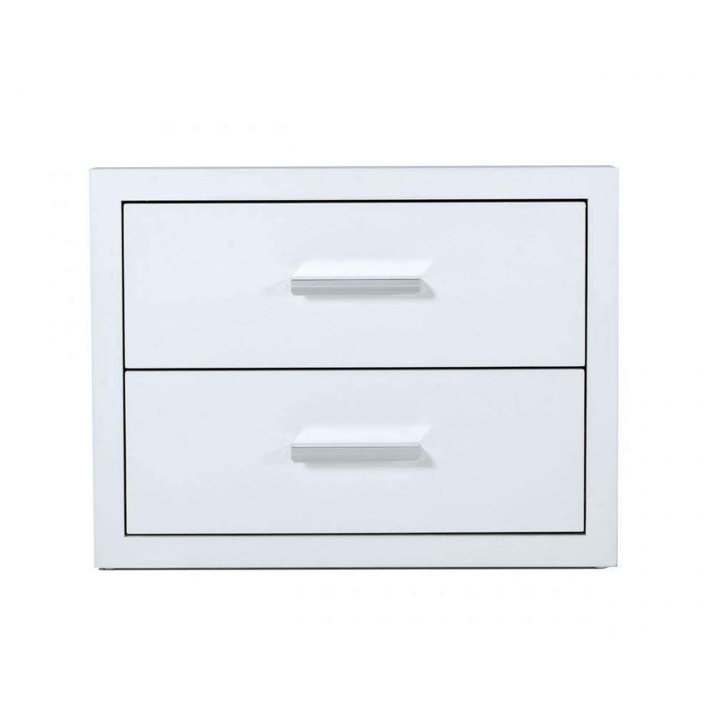 Modern Glossy White Box Nightstand with Two Drawers. Picture 1