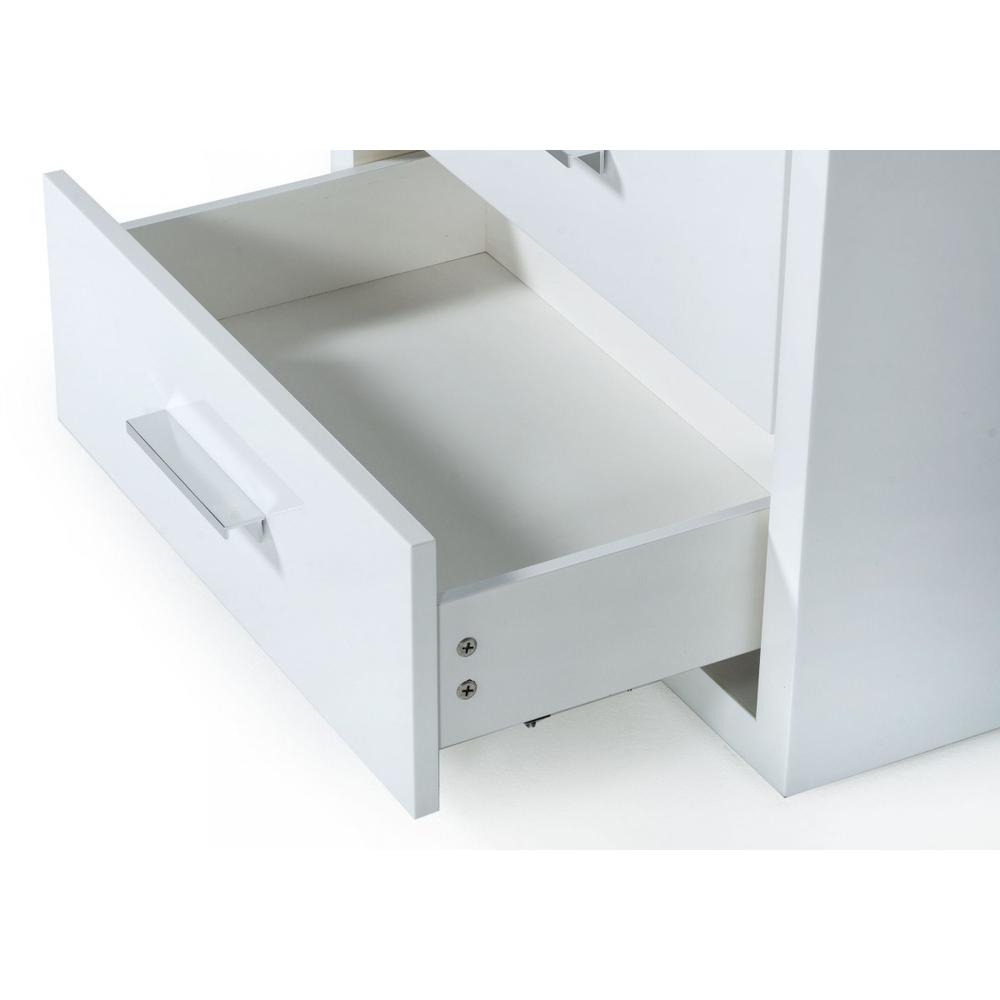 Modern Glossy White Box Nightstand with Two Drawers. Picture 3