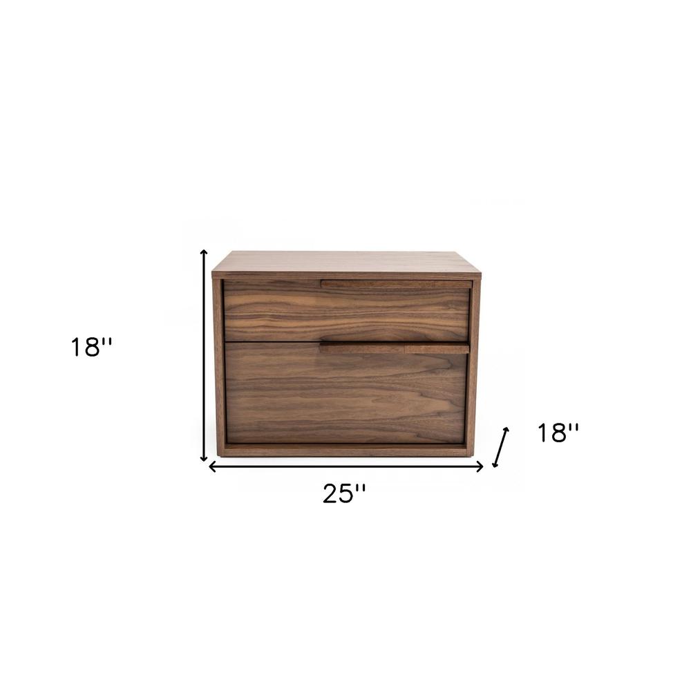 Modern Light Brown Walnut Nightstand with Two drawers. Picture 5