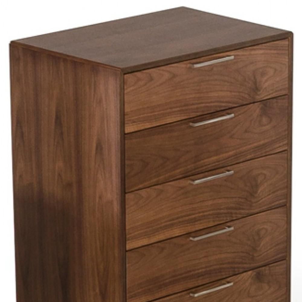 30" Walnut Solid Wood Five Drawer Chest. Picture 6