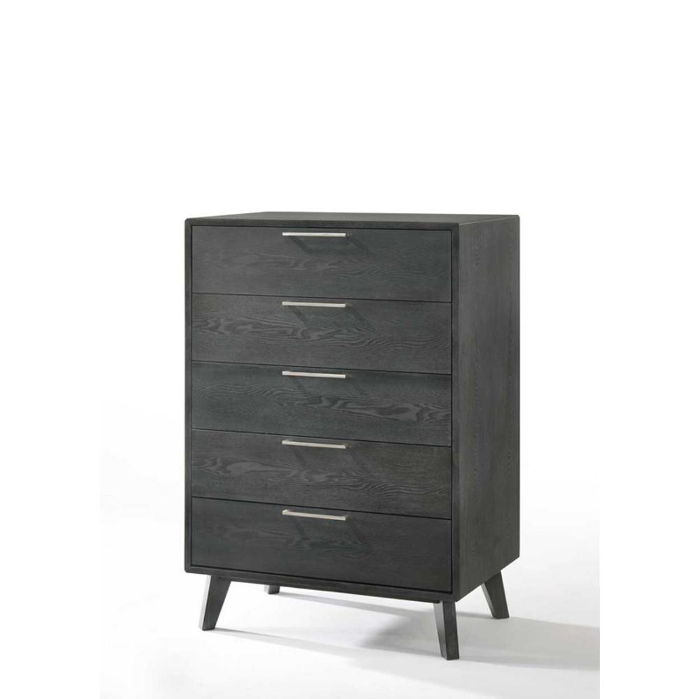30" Grey Wash Solid Wood Five Drawer Chest. Picture 1