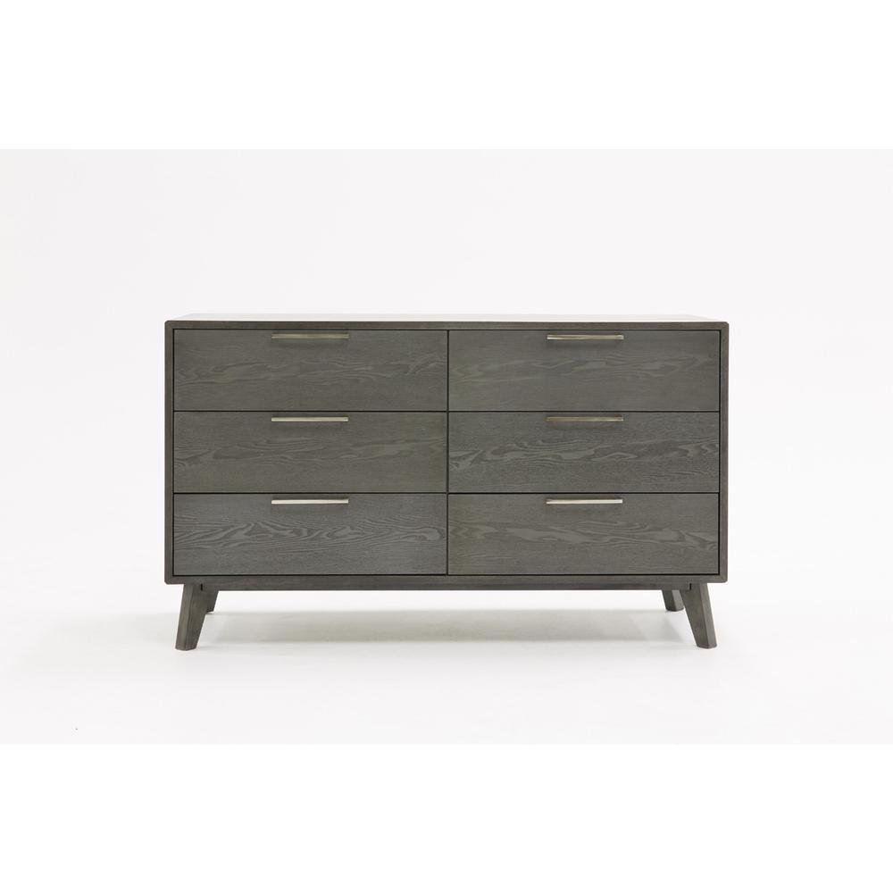 51" Grey Wash Solid Wood Six Drawer Double Dresser. Picture 1