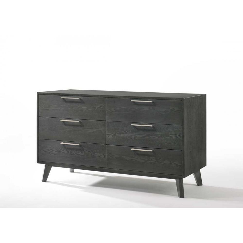 51" Grey Wash Solid Wood Six Drawer Double Dresser. Picture 2