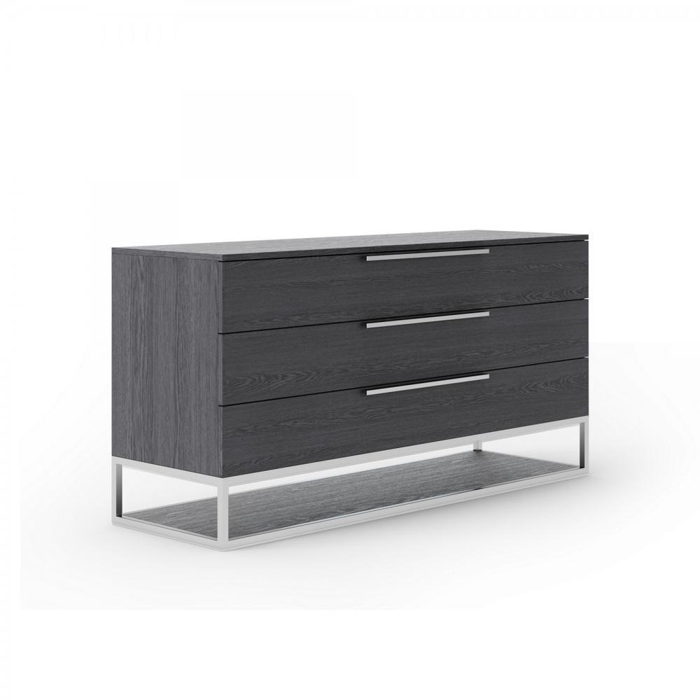 58" Grey Manufactured Wood Three Drawer Dresser. Picture 2