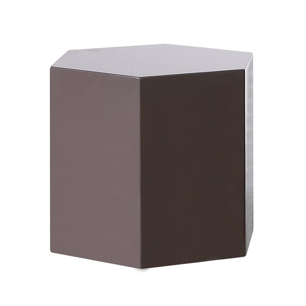 Modern Light Grey High Gloss Hexagonal End Table. Picture 1