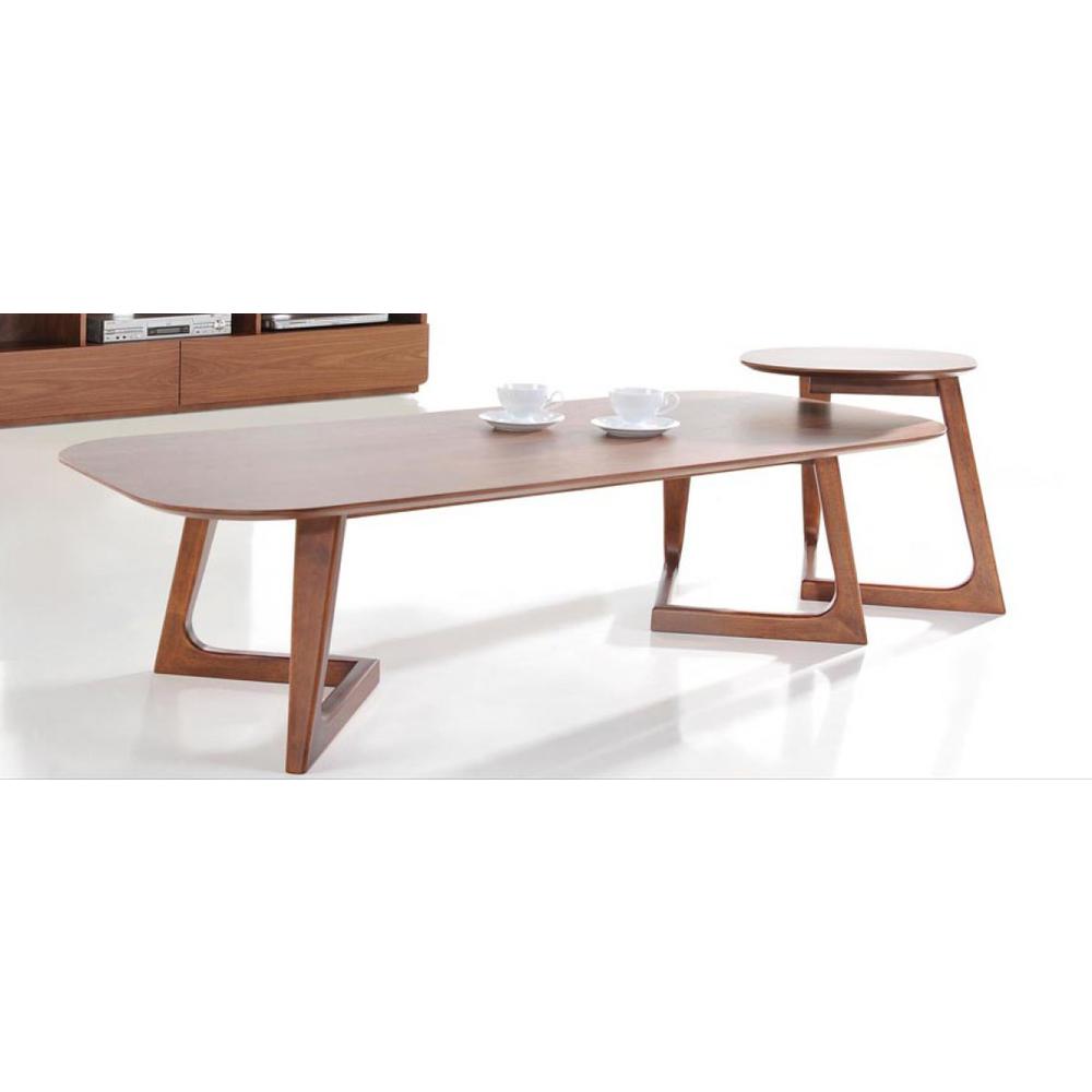 Mod Walnut Wood Asymmetric End Table. Picture 3