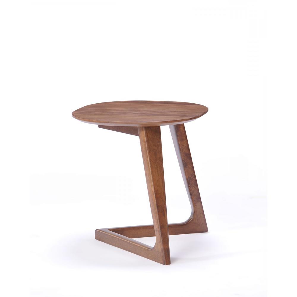 Mod Walnut Wood Asymmetric End Table. Picture 4