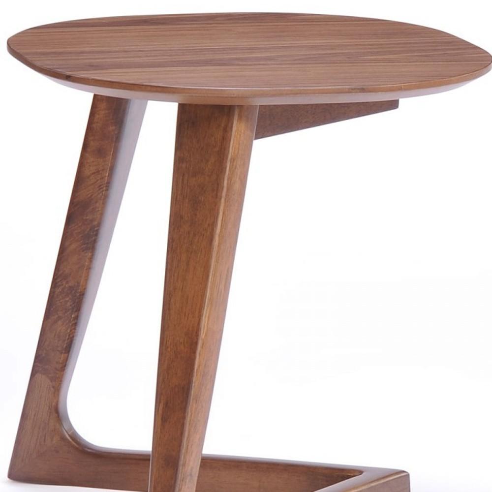 Mod Walnut Wood Asymmetric End Table. Picture 5