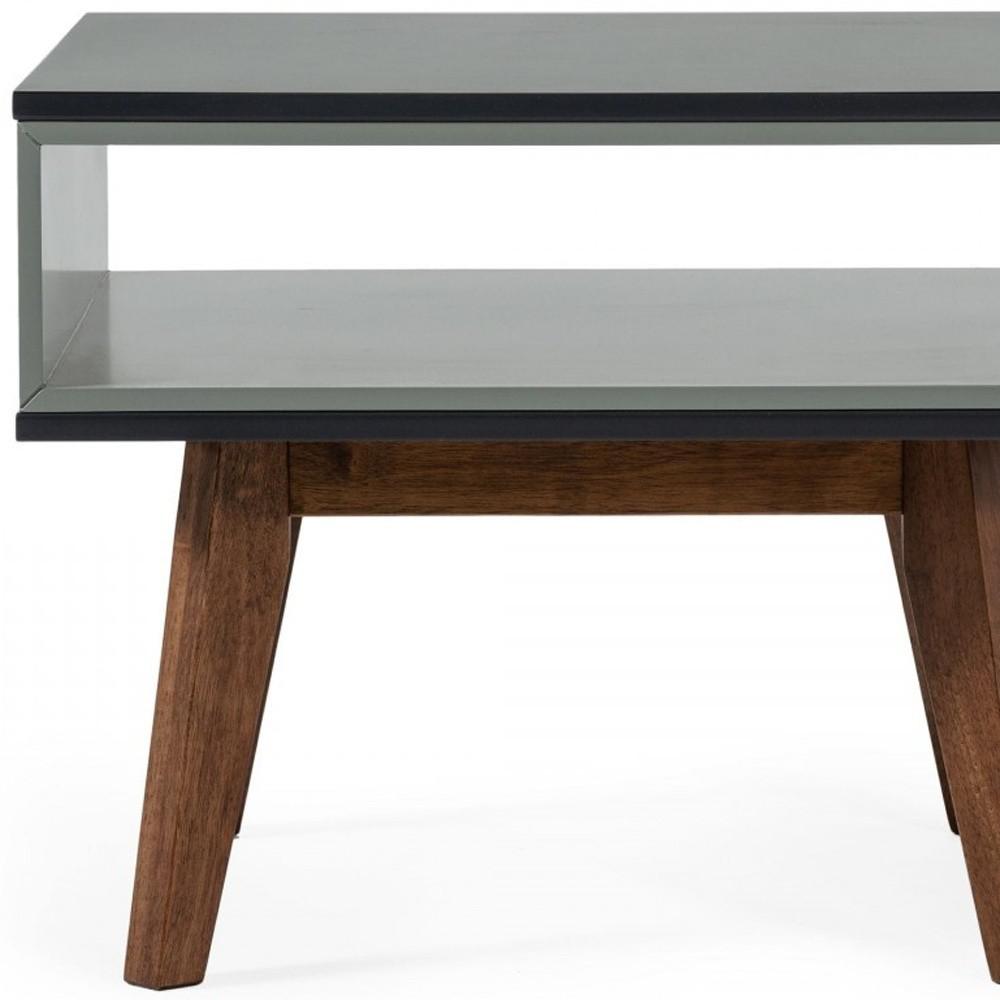 Dark Oak and Shades of Gray Open Rectangle End Table. Picture 5