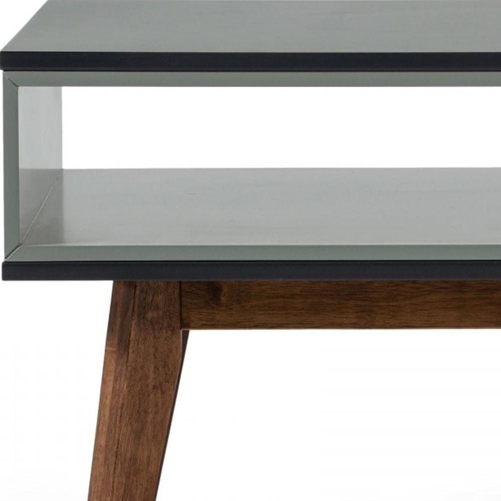 Dark Oak and Shades of Gray Open Rectangle End Table. Picture 6