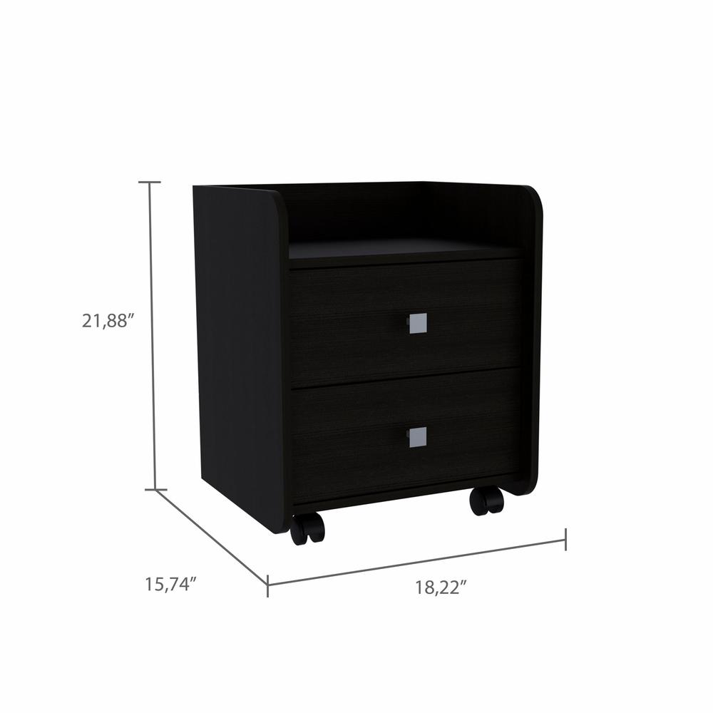 Black Nightstand with Two Drawers. Picture 7
