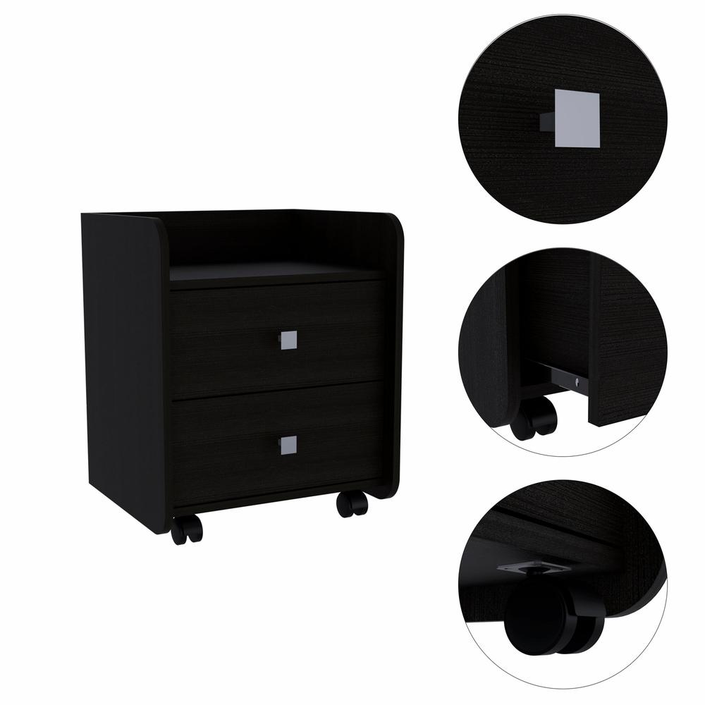 Black Nightstand with Two Drawers. Picture 2