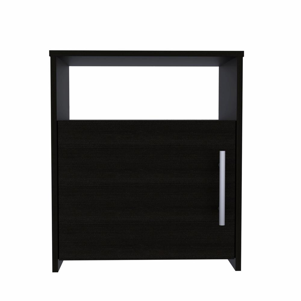 23" Black One Cabinet Faux Wood Nightstand. Picture 1
