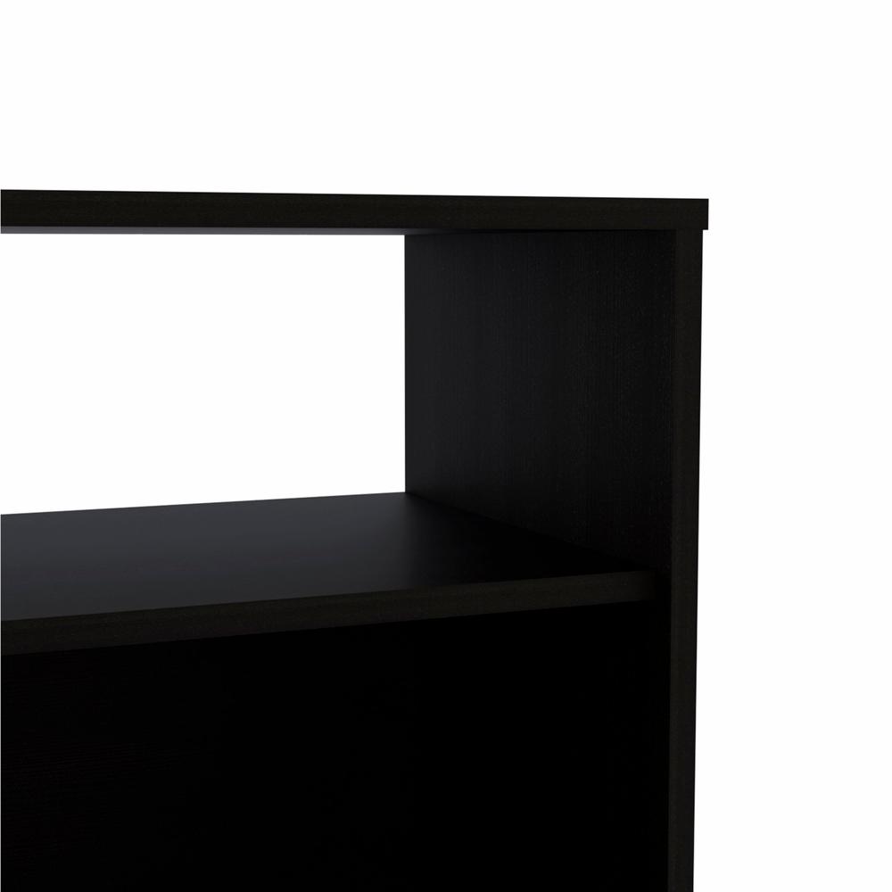 23" Black One Cabinet Faux Wood Nightstand. Picture 3