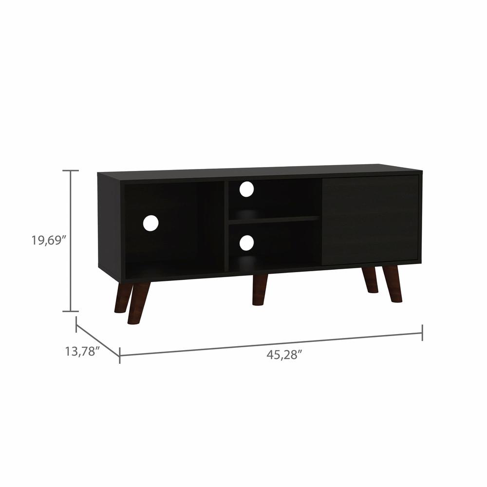 45" Black Particle Board Open Shelving TV Stand. Picture 8