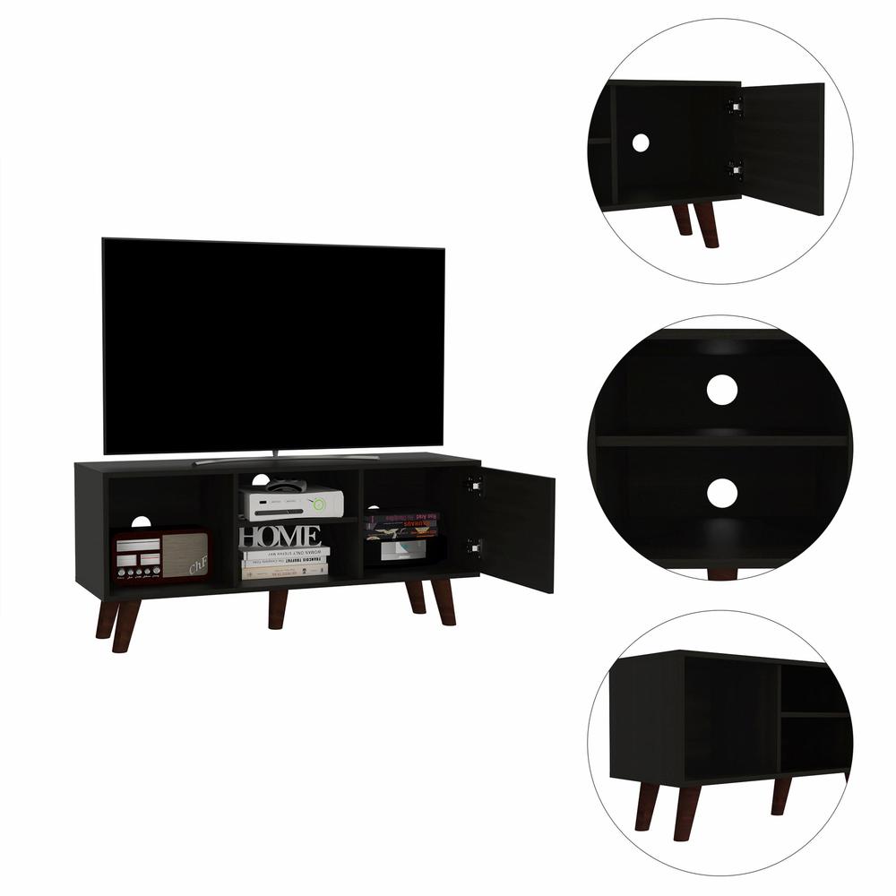45" Black Particle Board Open Shelving TV Stand. Picture 3