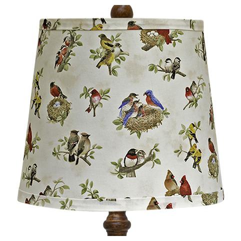 Brown Candlestick Woodland Birds Shade Table Lamp. Picture 1