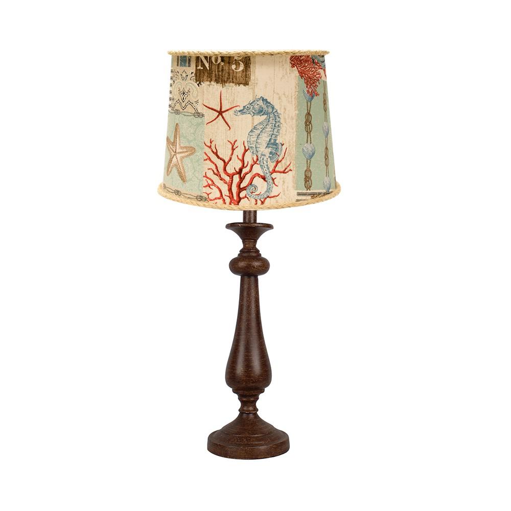 Brown Candlestick Ocean Postcard Table Lamp. Picture 1
