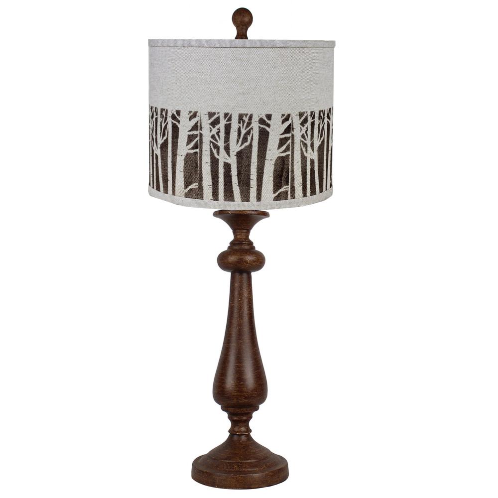 Brown Candlestick Forest Tree Shade Table Lamp. Picture 1
