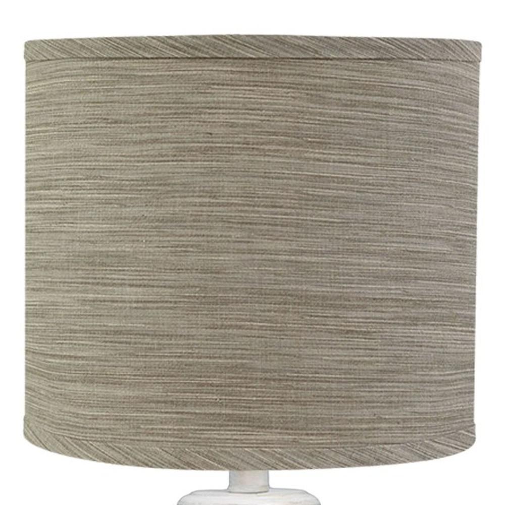 Distressed Whitewash Beige and White Striped Shade Table Lamp. Picture 4