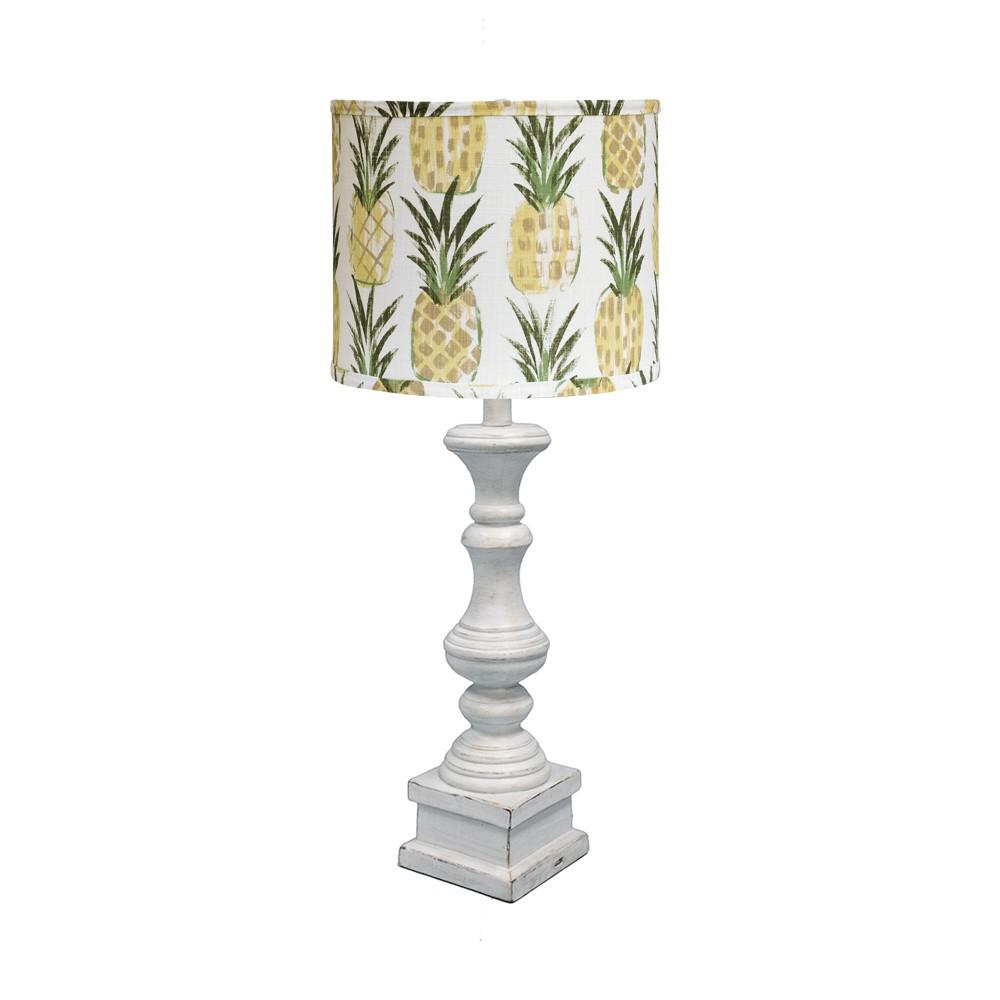 Distressed Whitewash Pineapple Shade Table Lamp. The main picture.
