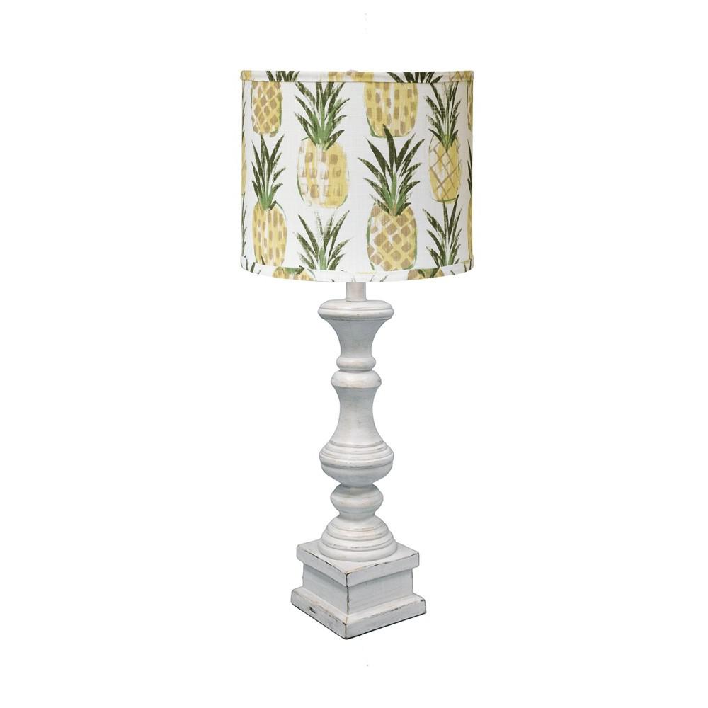 Distressed Whitewash Pineapple Shade Table Lamp. Picture 4