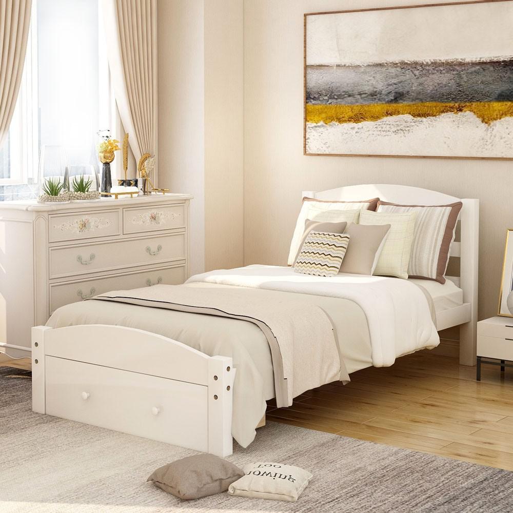 Twin White Upholstered Bed. Picture 7