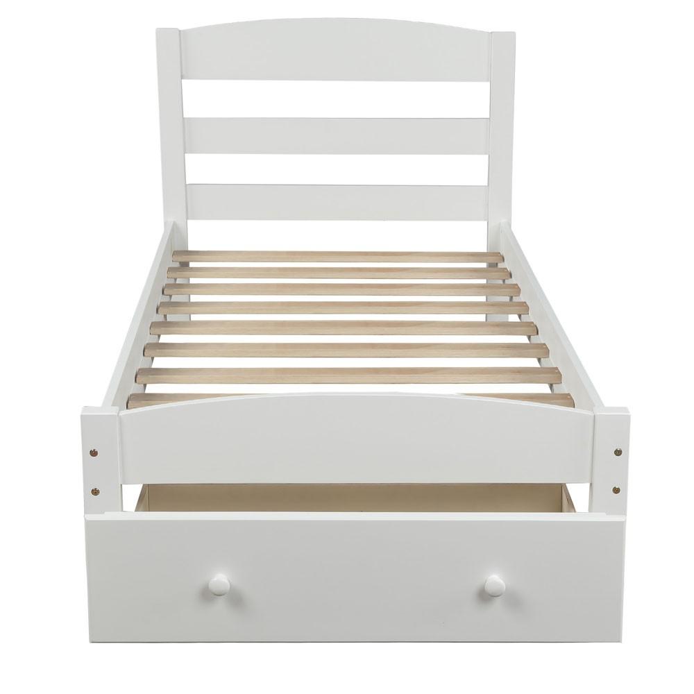 Twin White Upholstered Bed. Picture 1