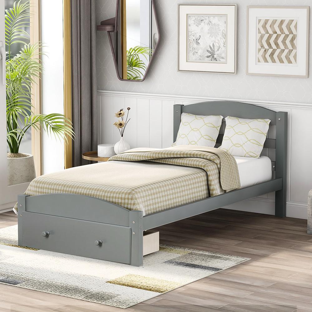 Twin Gray Upholstered Bed. Picture 9