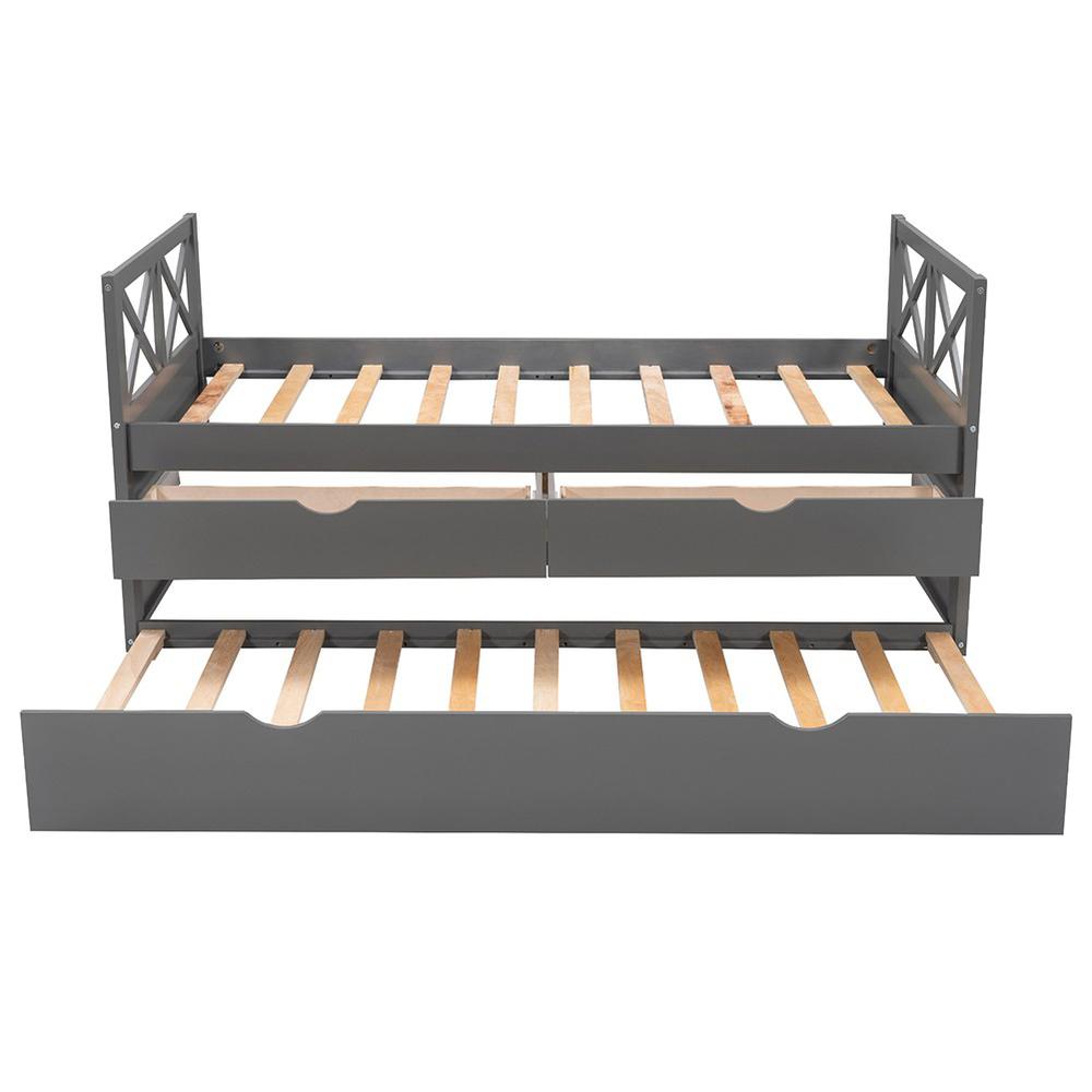 Gray Twin Bed with Trundle. Picture 6