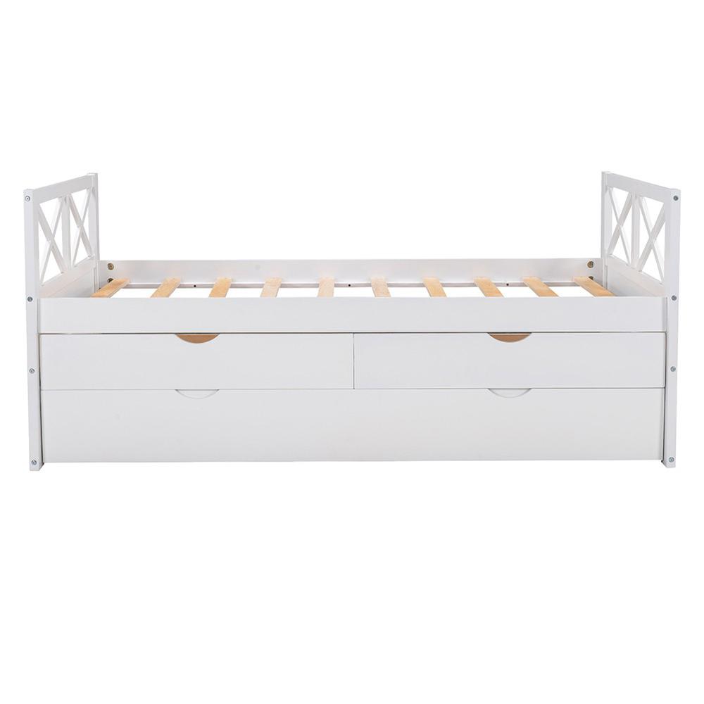 White Twin Bed with Trundle. Picture 3