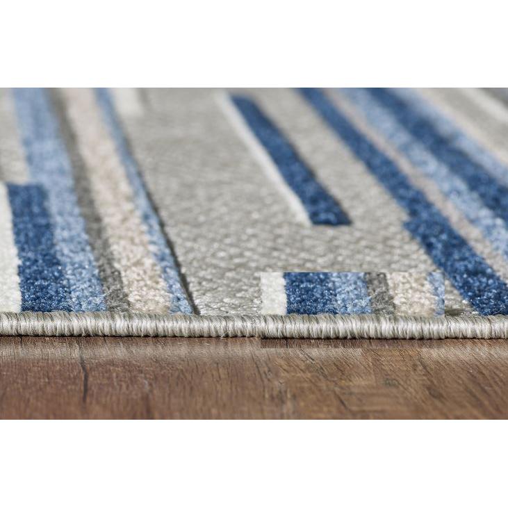 2' X 4' Blue Abstract Stain Resistant Indoor Outdoor Area Rug. Picture 9