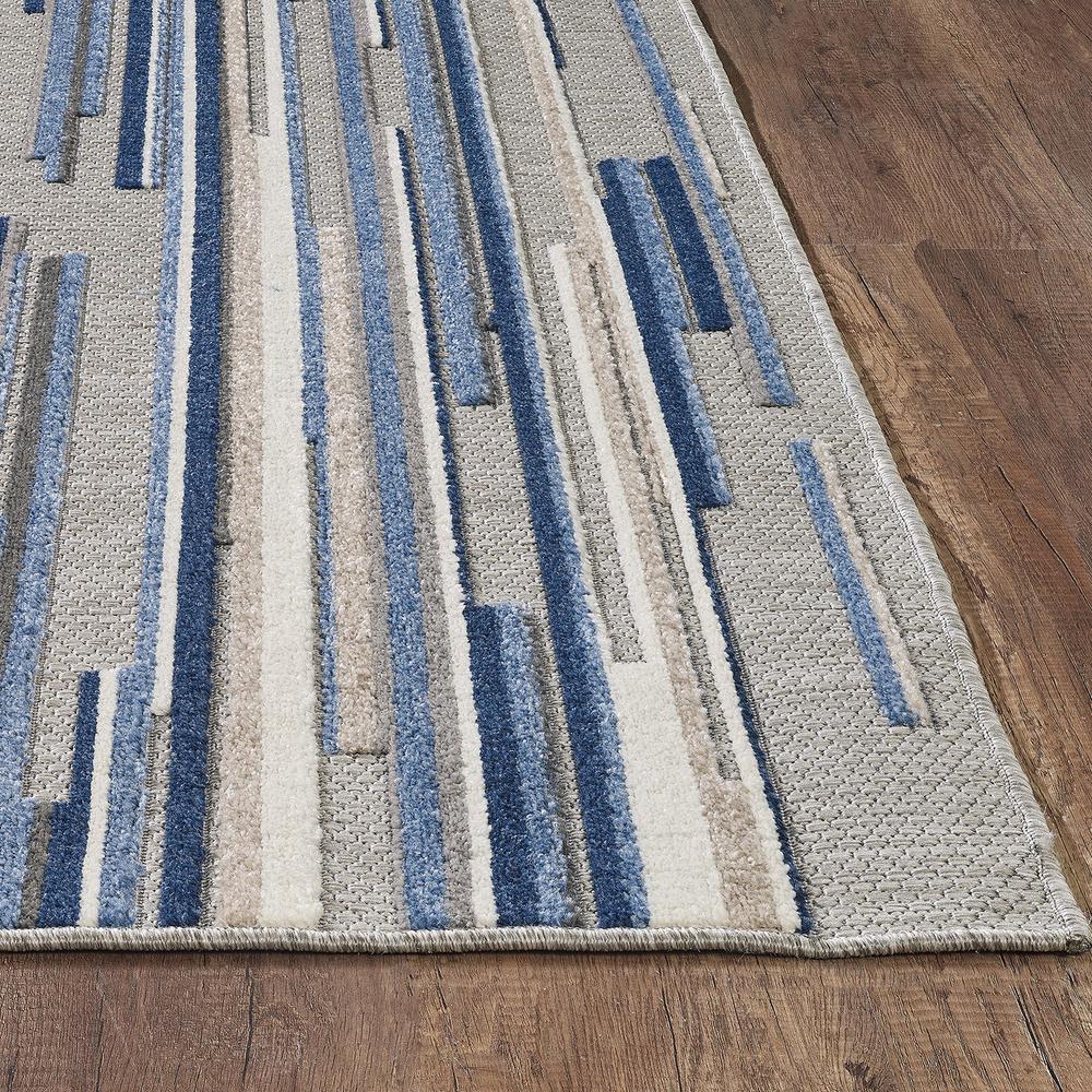2' X 4' Blue Abstract Stain Resistant Indoor Outdoor Area Rug. Picture 4