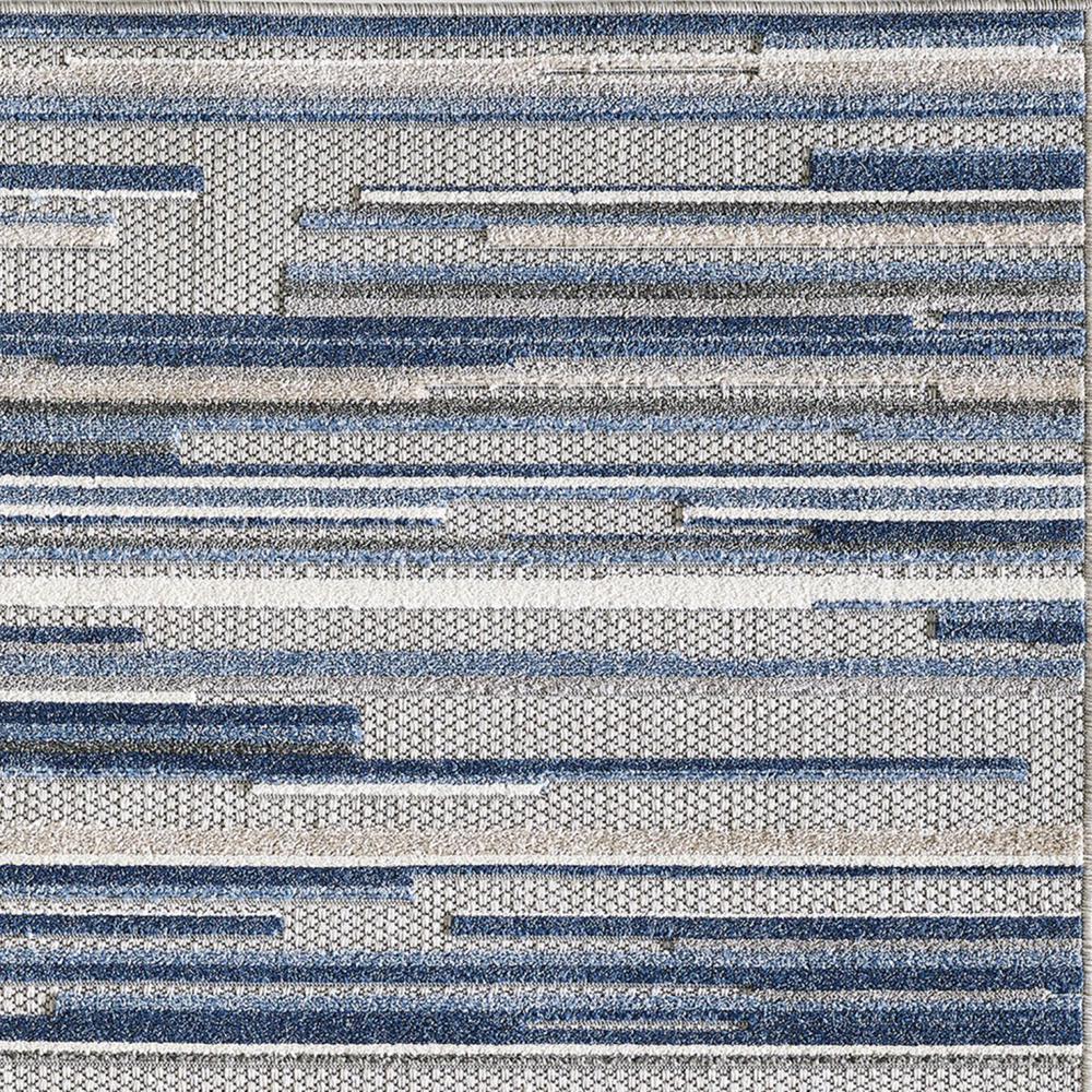 2' X 4' Blue Abstract Stain Resistant Indoor Outdoor Area Rug. Picture 8