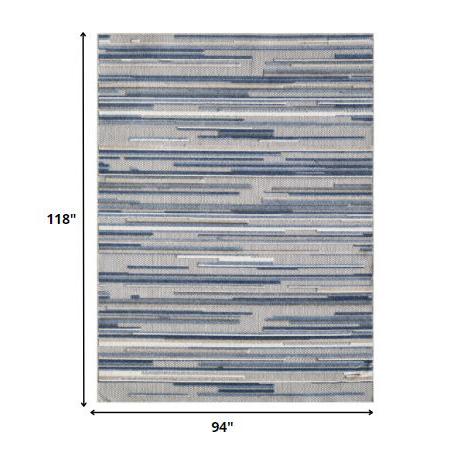8' X 10' Blue Abstract Stain Resistant Indoor Outdoor Area Rug. Picture 6