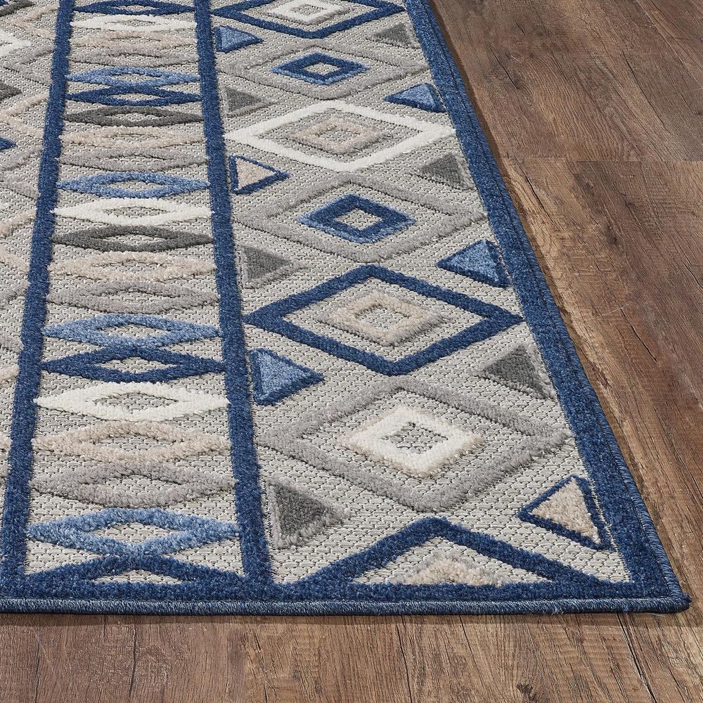 2' X 4' Blue And Gray Abstract Stain Resistant Indoor Outdoor Area Rug. Picture 2