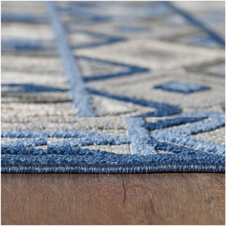 8' X 10' Blue And Gray Abstract Stain Resistant Indoor Outdoor Area Rug. Picture 2