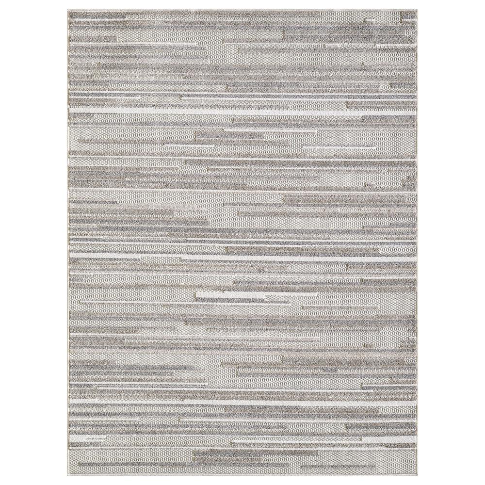 2' X 4' Gray Abstract Stain Resistant Indoor Outdoor Area Rug. Picture 1