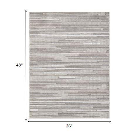 2' X 4' Gray Abstract Stain Resistant Indoor Outdoor Area Rug. Picture 5